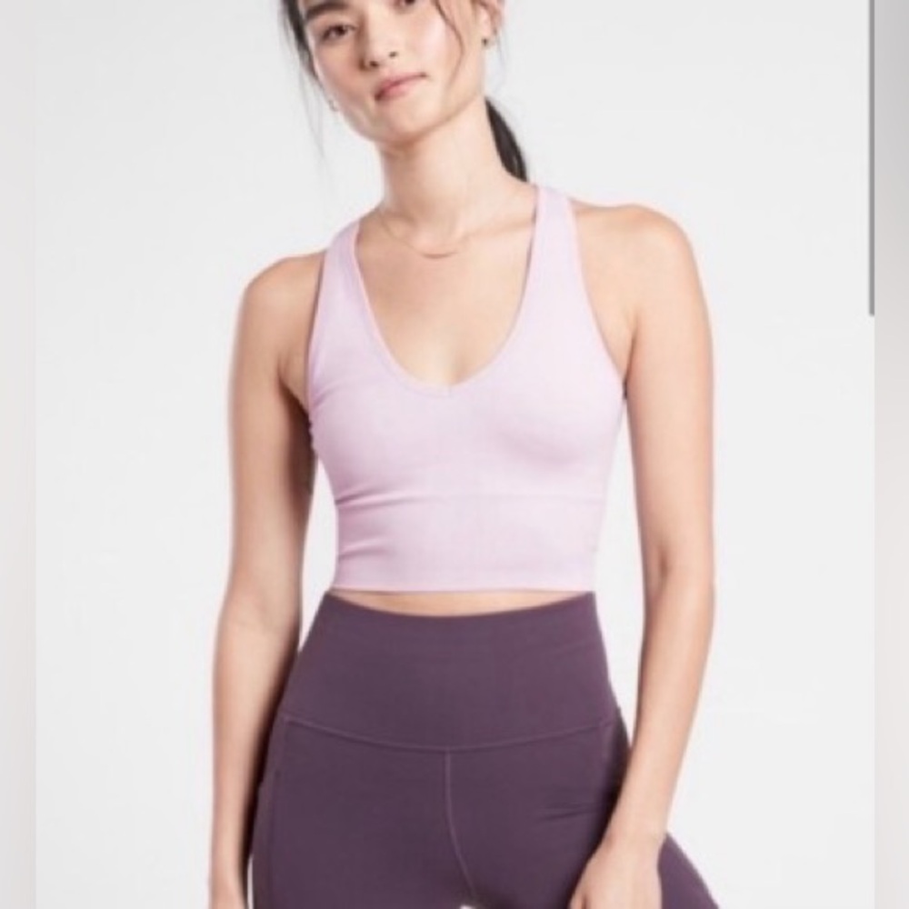 Women’s Athleta Aurora Lavender Ribbed Cropped V-Neck Tank Size XS